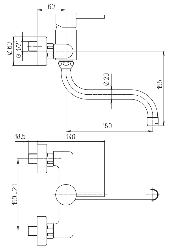 Miscelatore Lavello a muro Paini serie Cox scheda tecnica